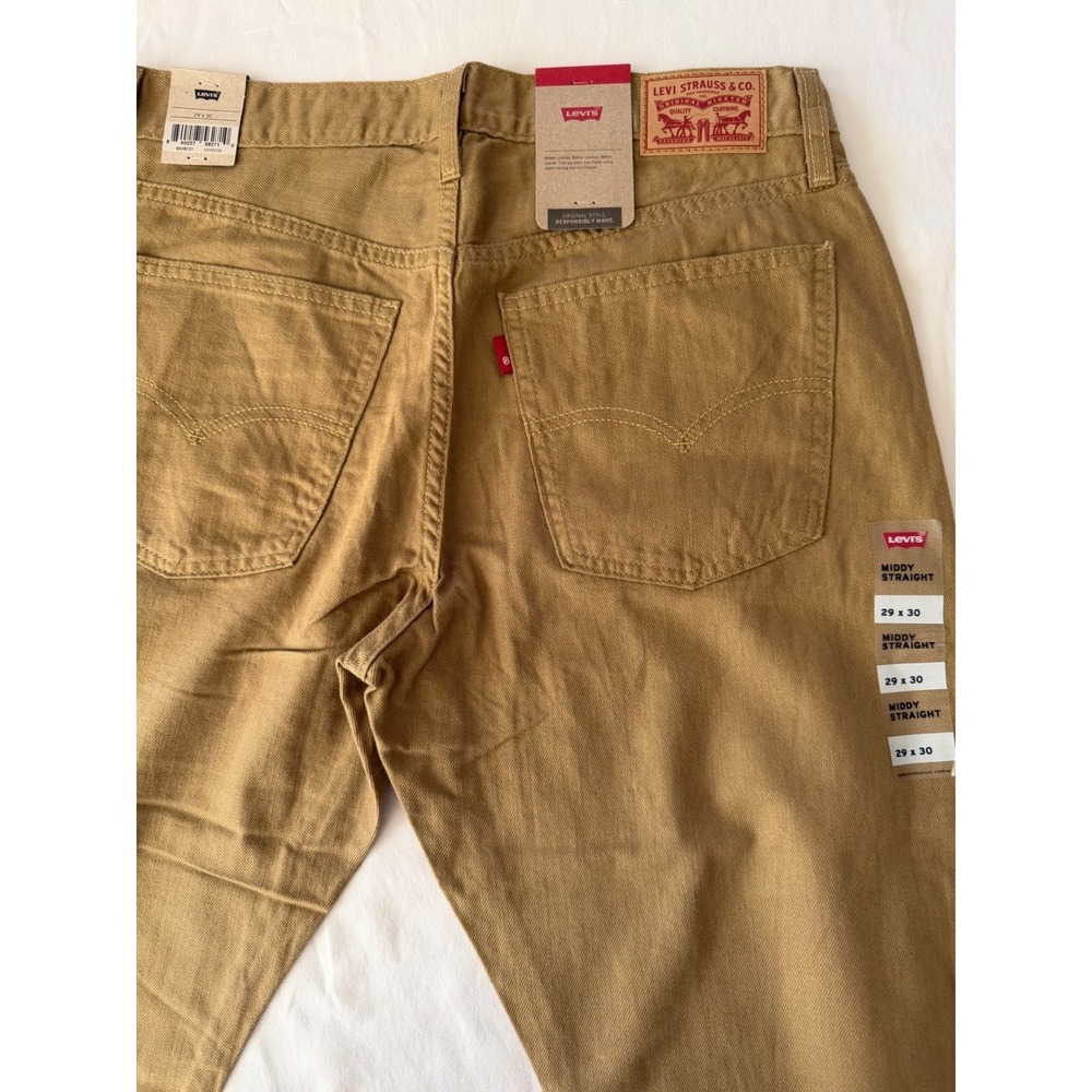 Levis Middy Straight Jeans Womens 29x30 Tan Khaki Mid Rise NWT - Picture 4 of 9